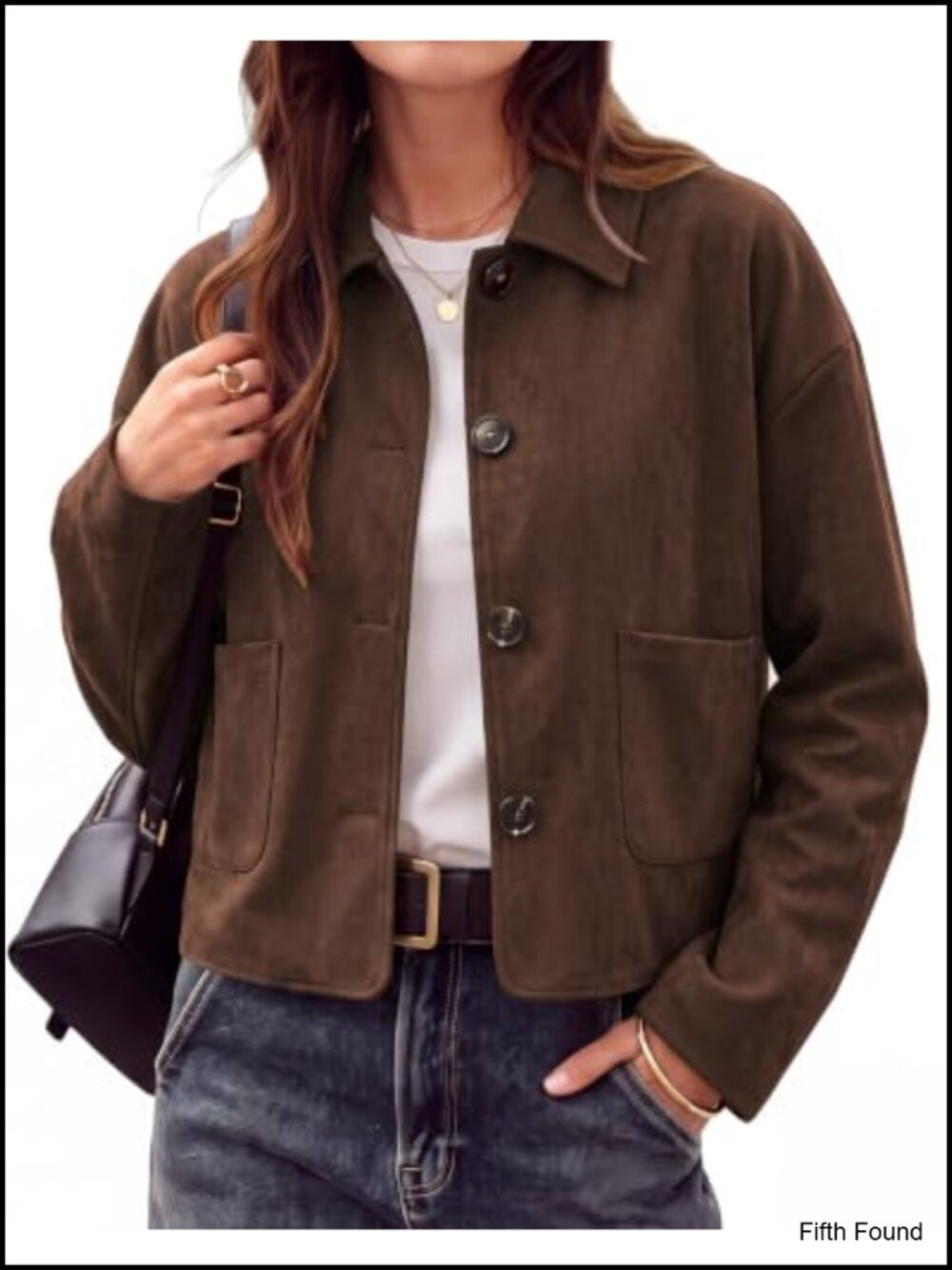 Faux Suede Cropped Button Down Casual Jacket Women Trendy